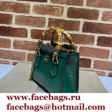 Gucci Diana lizard mini Top Handle bag 675800 Dark Green 2022