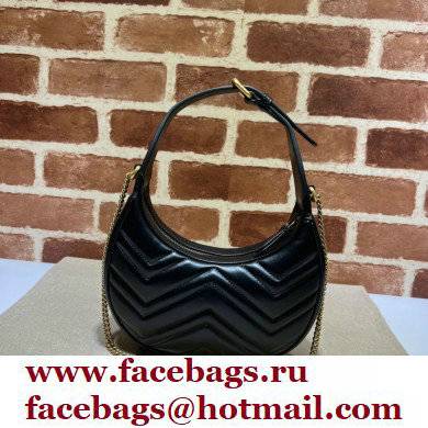 Gucci GG Marmont half-moon-shaped mini bag 699514 Black 2022