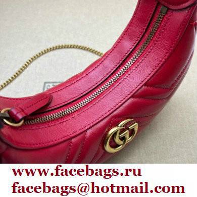 Gucci GG Marmont half-moon-shaped mini bag 699514 Red 2022