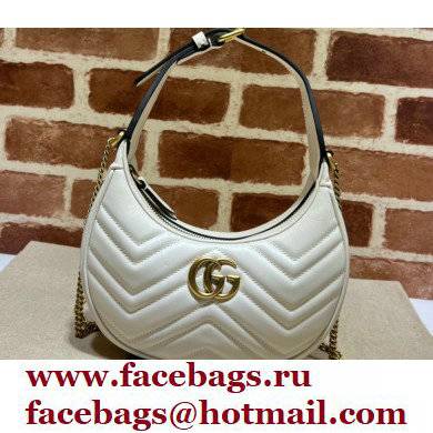 Gucci GG Marmont half-moon-shaped mini bag 699514 White 2022