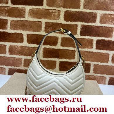 Gucci GG Marmont half-moon-shaped mini bag 699514 White 2022