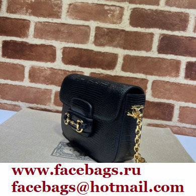 Gucci Horsebit 1955 lizard mini Shoulder bag 675801 Black 2022