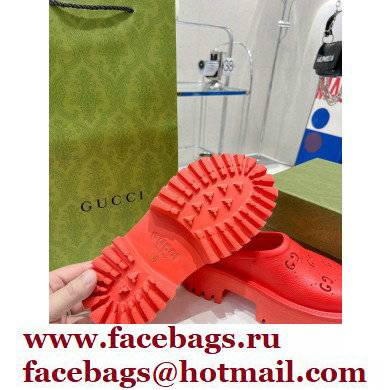 Gucci perforated GG rubber platform slip-on sandals Red 2022