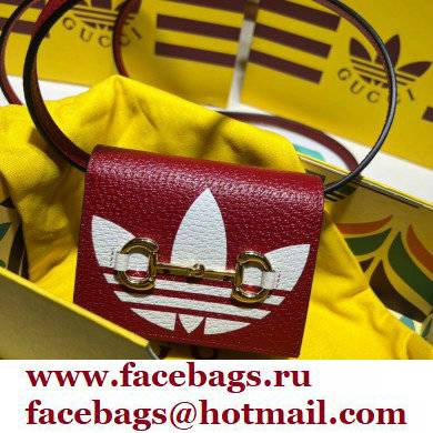 Gucci x Adidas card case with Horsebit Bag 702248 leather Red 2022