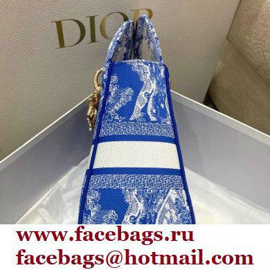 Lady Dior Medium D-Lite Bag in Toile de Jouy Reverse Embroidery Fluorescent Blue 2022