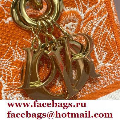 Lady Dior Medium D-Lite Bag in Toile de Jouy Reverse Embroidery Fluorescent Orange 2022