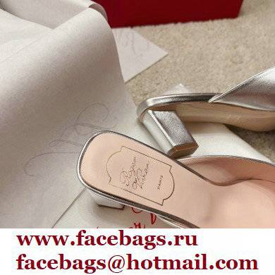 Roger Vivier Heel 2.5cm/4.5cm Belle Vivier Metal Buckle Mules in Leather Silver