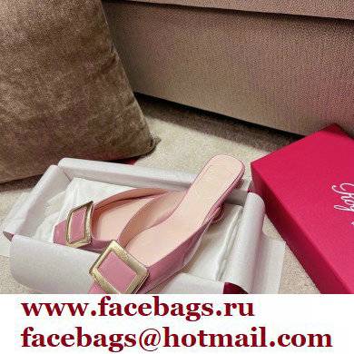 Roger Vivier Heel 2.5cm/4.5cm Belle Vivier Metal Buckle Mules in Patent Leather Pink