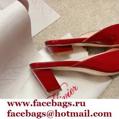 Roger Vivier Heel 2.5cm/4.5cm Belle Vivier Metal Buckle Mules in Patent Leather Red