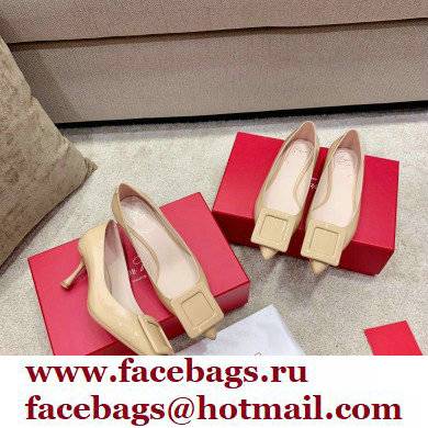 Roger Vivier Heel 2cm/6.5cm/8.5cm Viv' In The City Lacquered Buckle Ballerinas/Pumps Patent Nude