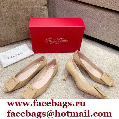 Roger Vivier Heel 2cm/6.5cm/8.5cm Viv' In The City Lacquered Buckle Ballerinas/Pumps Patent Nude