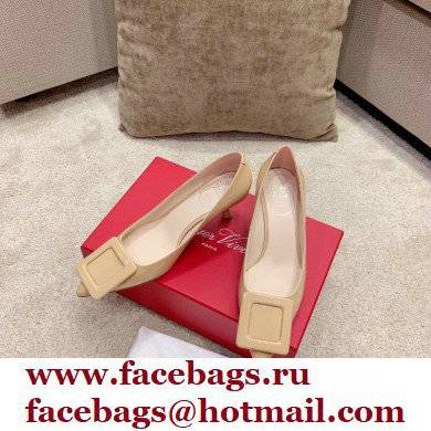 Roger Vivier Heel 2cm/6.5cm/8.5cm Viv' In The City Lacquered Buckle Ballerinas/Pumps Patent Nude