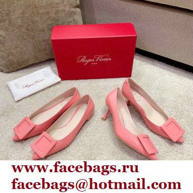 Roger Vivier Heel 2cm/6.5cm/8.5cm Viv' In The City Lacquered Buckle Ballerinas/Pumps Patent Pink