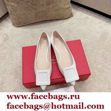 Roger Vivier Heel 2cm/6.5cm/8.5cm Viv' In The City Lacquered Buckle Ballerinas/Pumps Patent White