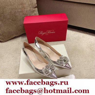 Roger Vivier Heel 4.5cm/8.5cm Flower Strass Buckle Pumps Mirror Silver