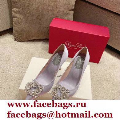 Roger Vivier Heel 4.5cm/8.5cm Flower Strass Buckle Pumps Satin Lilac