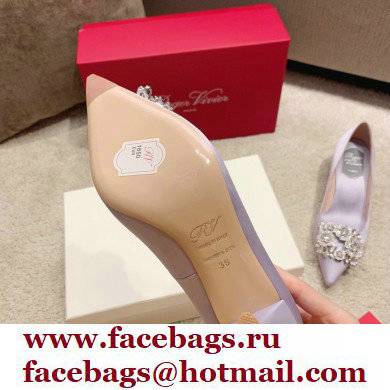 Roger Vivier Heel 4.5cm/8.5cm Flower Strass Buckle Pumps Satin Lilac