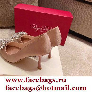 Roger Vivier Heel 4.5cm/8.5cm Flower Strass Buckle Pumps Satin Nude