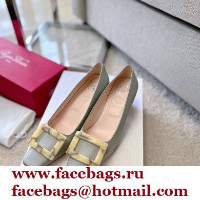 Roger Vivier Heel 4.5cm Stone Buckle Pumps in Light Gray