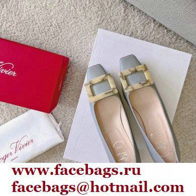 Roger Vivier Heel 4.5cm Stone Buckle Pumps in Light Gray