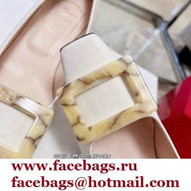 Roger Vivier Heel 4.5cm Stone Buckle Pumps in White