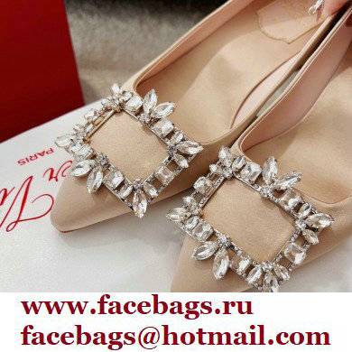 Roger Vivier Heel 4.5cm Strass Buckle Pumps in Satin Beige