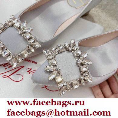 Roger Vivier Heel 4.5cm Strass Buckle Pumps in Satin Gray