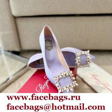 Roger Vivier Heel 4.5cm Strass Buckle Pumps in Satin Lilac