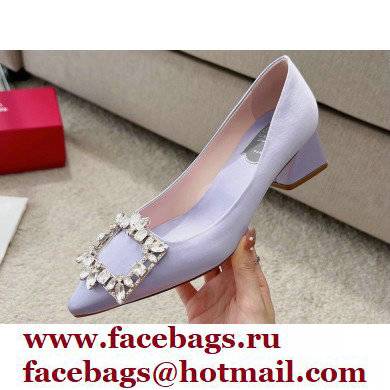 Roger Vivier Heel 4.5cm Strass Buckle Pumps in Satin Lilac