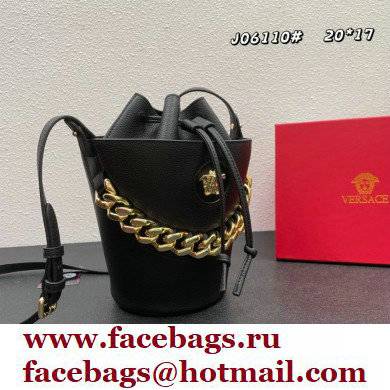 Versace La Medusa Chain Bucket Bag Black/Gold