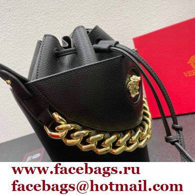 Versace La Medusa Chain Bucket Bag Black/Gold