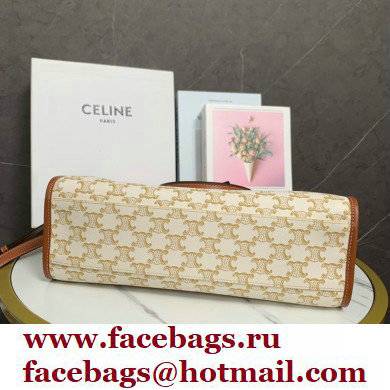 celine mini horizontal cabas in Triomphe Canvas and calfskin white