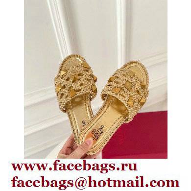 valentino mesh and rockstud sandals gold 2022